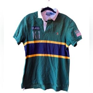 Vintage Ralph Lauren Polo Shirt River Class K1 Sporting Goods Custom Fit Sz: L